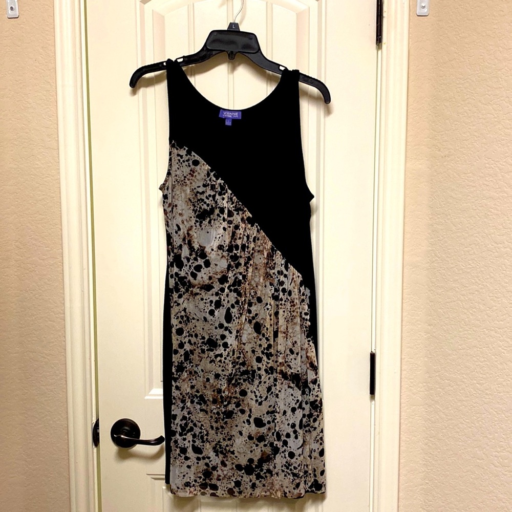 Leopard pattern with black L dress.